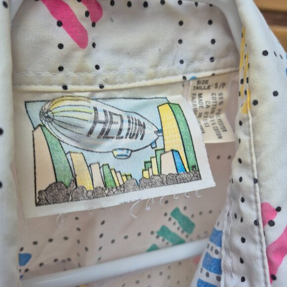 Vintage unisex small short sleeved button down shirt 1980s by Helium - Picture 3 of 5